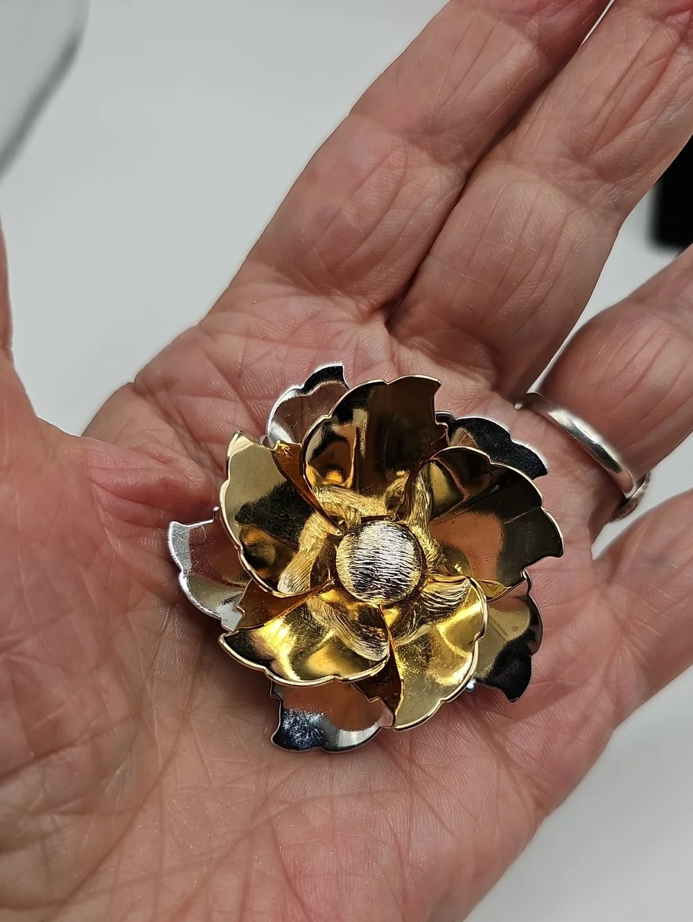 Sara Co. Elegant Two-Tone Gold Floral Brooch